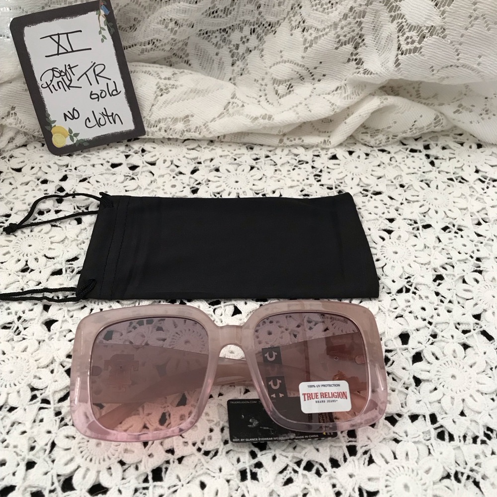 True Religion Pink Square Frame Sunglasses